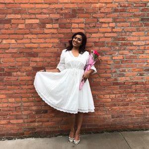 Anthropologie white dress - graduation size Small